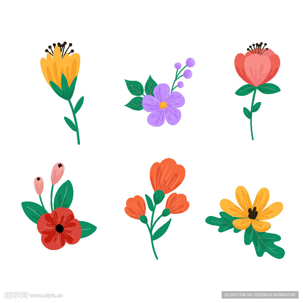 多彩手绘花卉图案集合