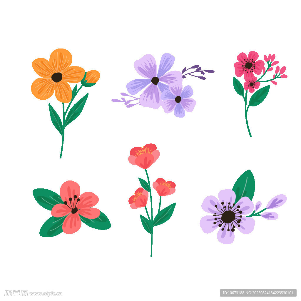 多彩手绘花卉图案集合