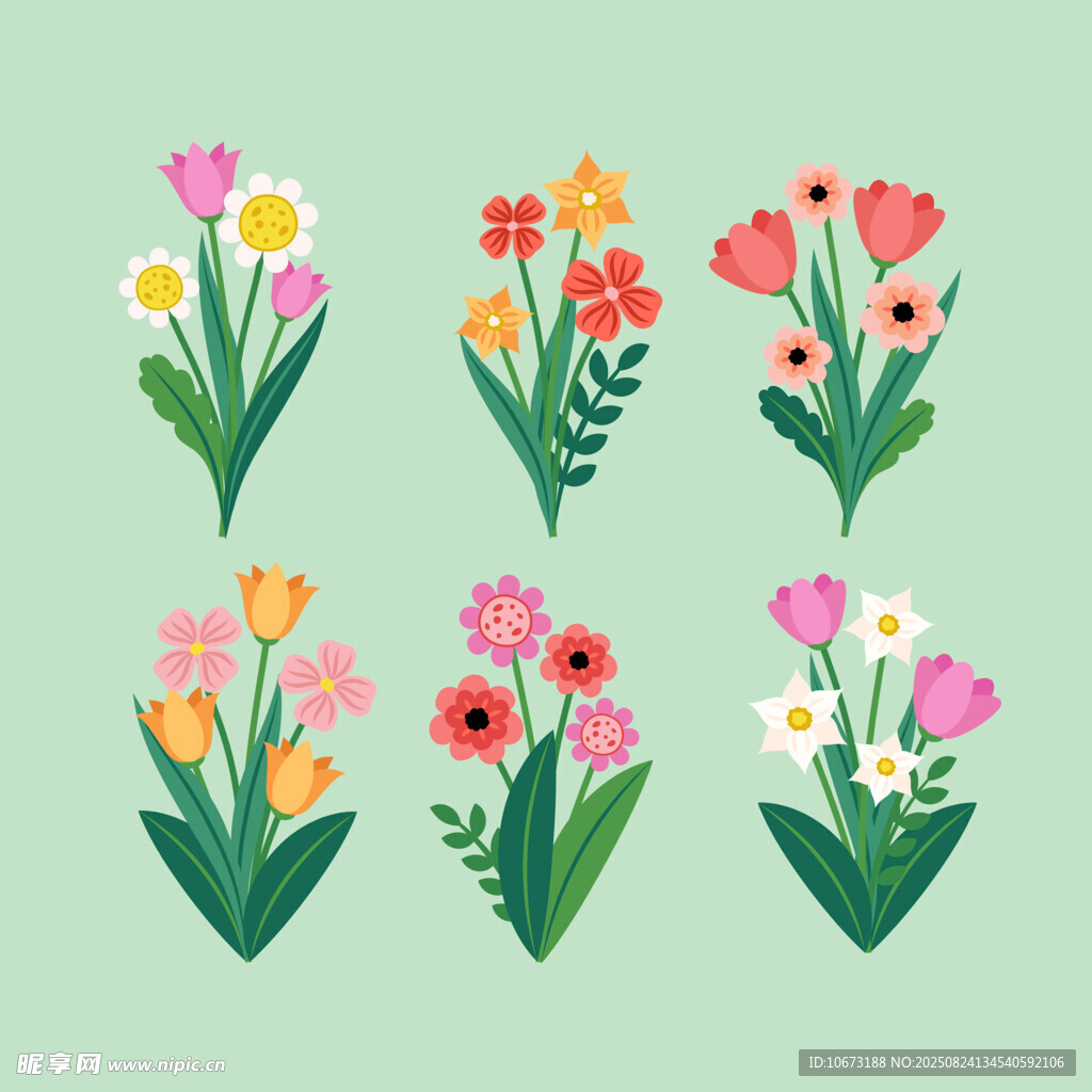 多彩手绘花卉图案集合