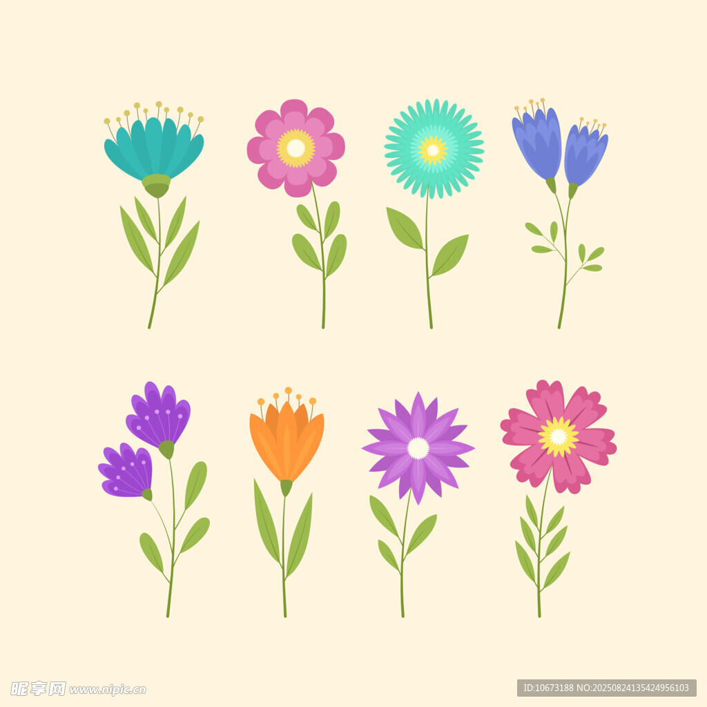 多彩手绘花卉图案集合