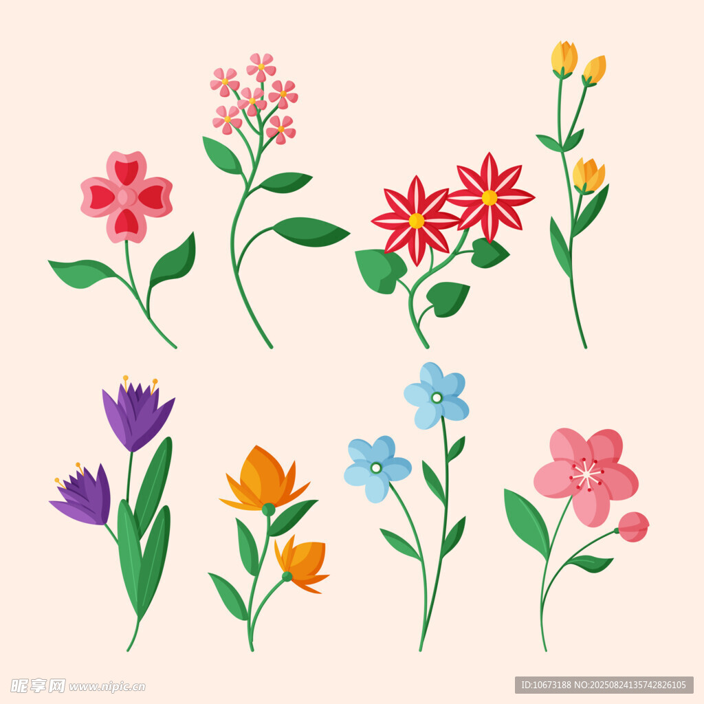 多彩手绘花卉图案集合