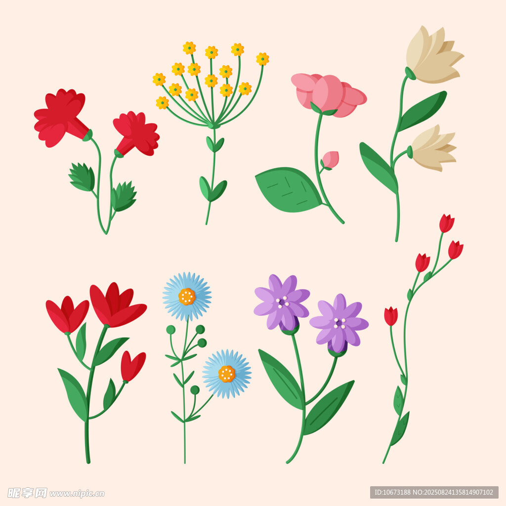 多彩手绘花卉图案集合