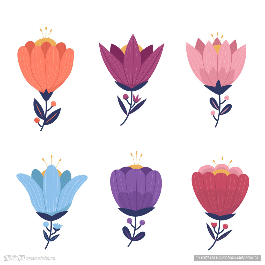 多彩手绘花朵插画集合