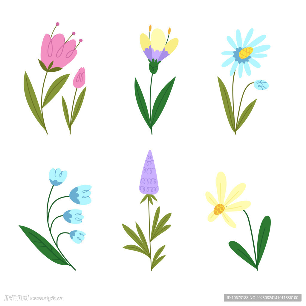 多彩手绘花卉图案集合