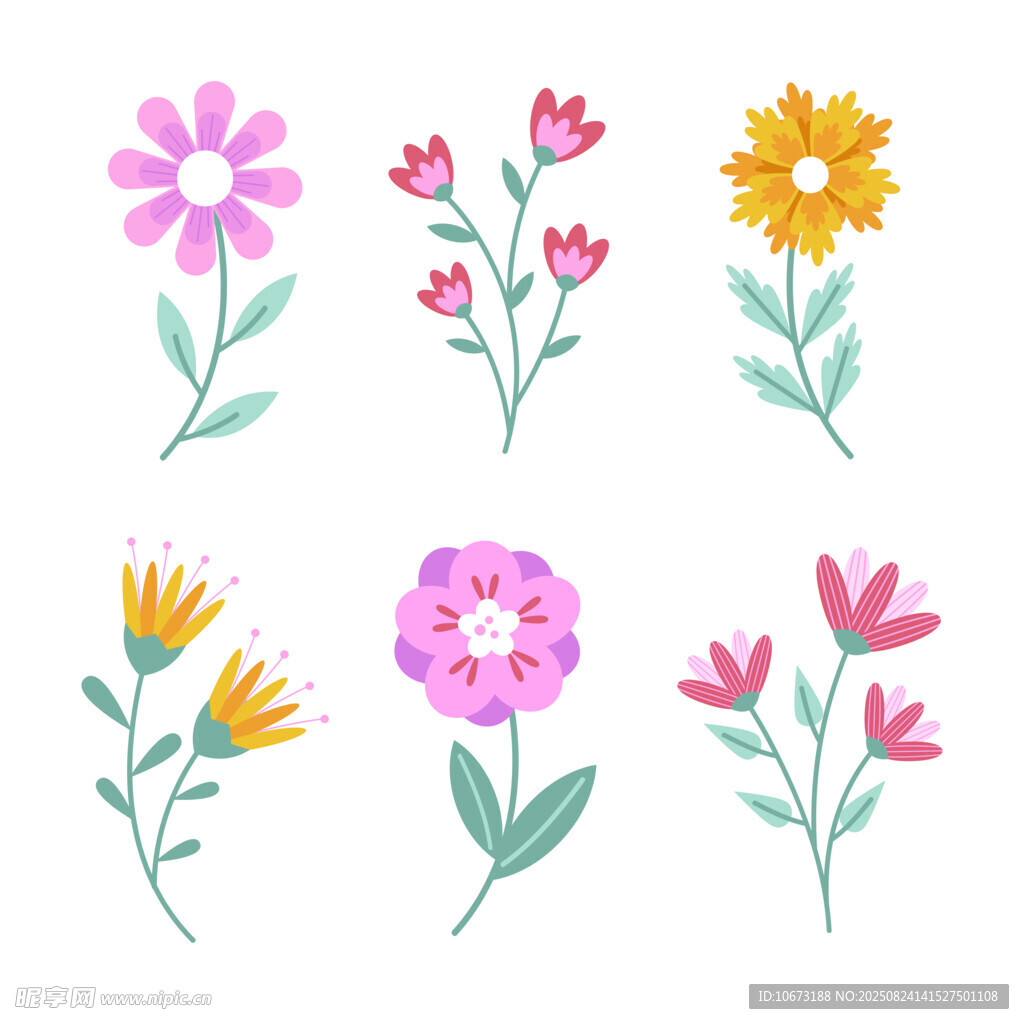 手绘多彩花卉图案集合