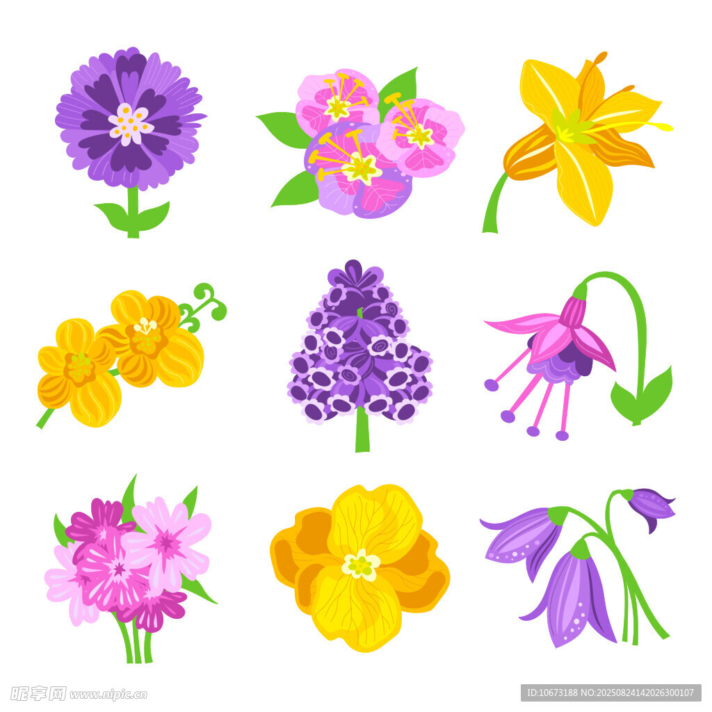 多彩手绘花卉图案集合