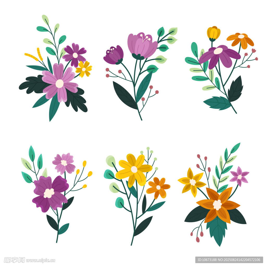 多彩花卉插画集合