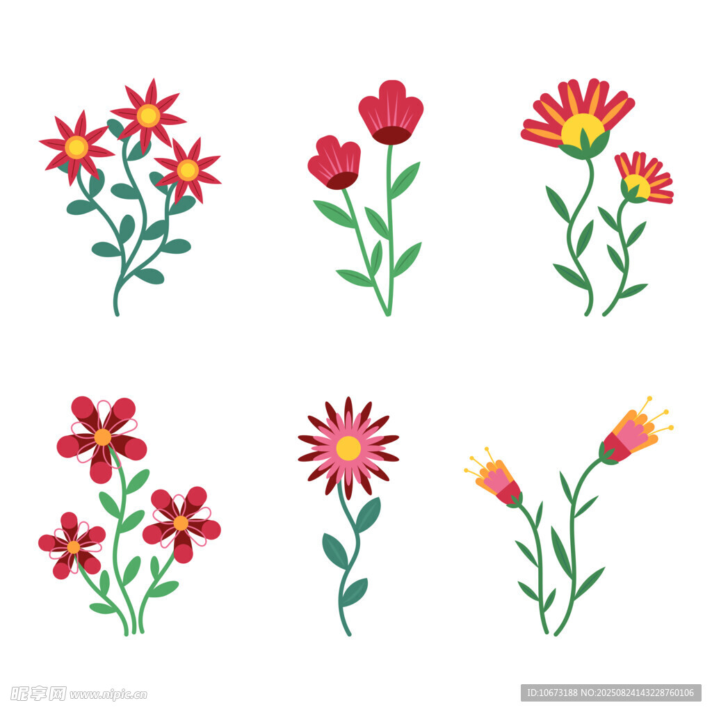 多彩手绘花卉图案集合