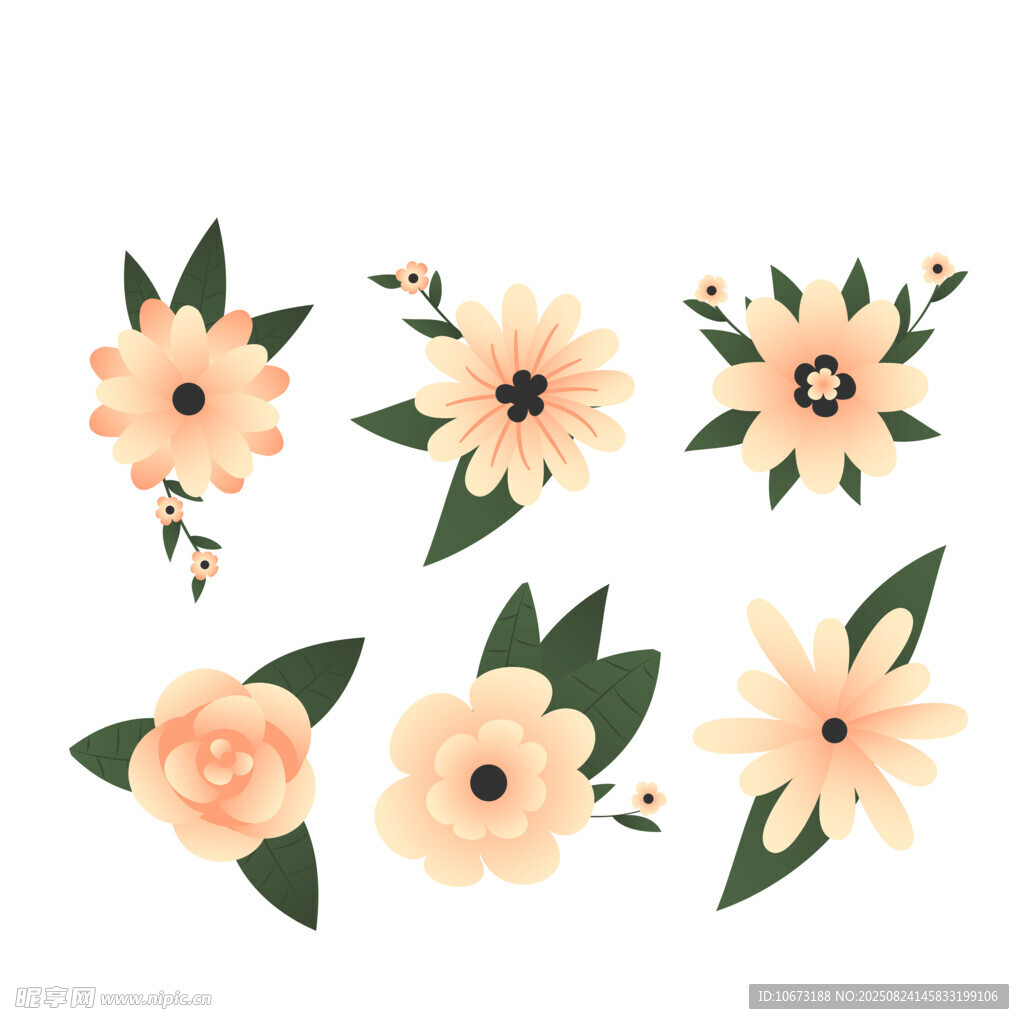 手绘清新花朵插画素材