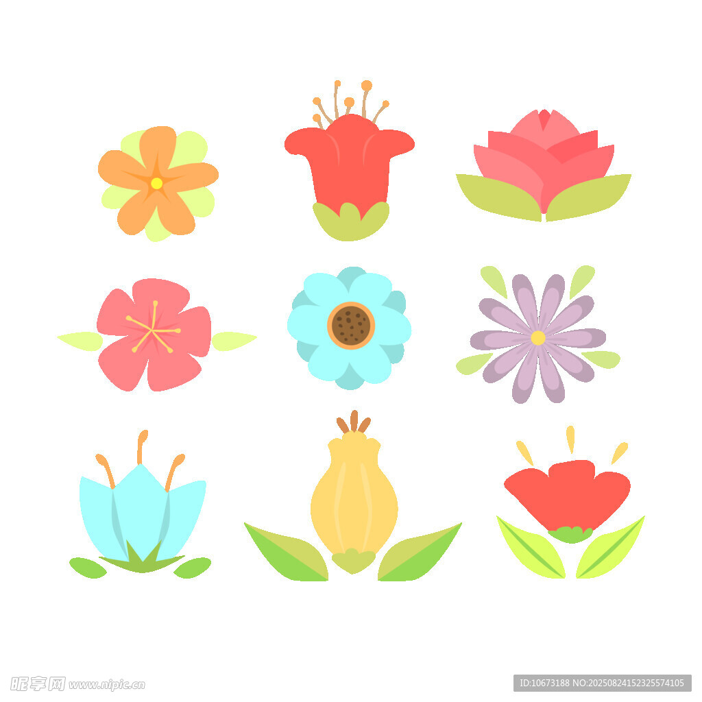 多彩手绘花卉图案集合