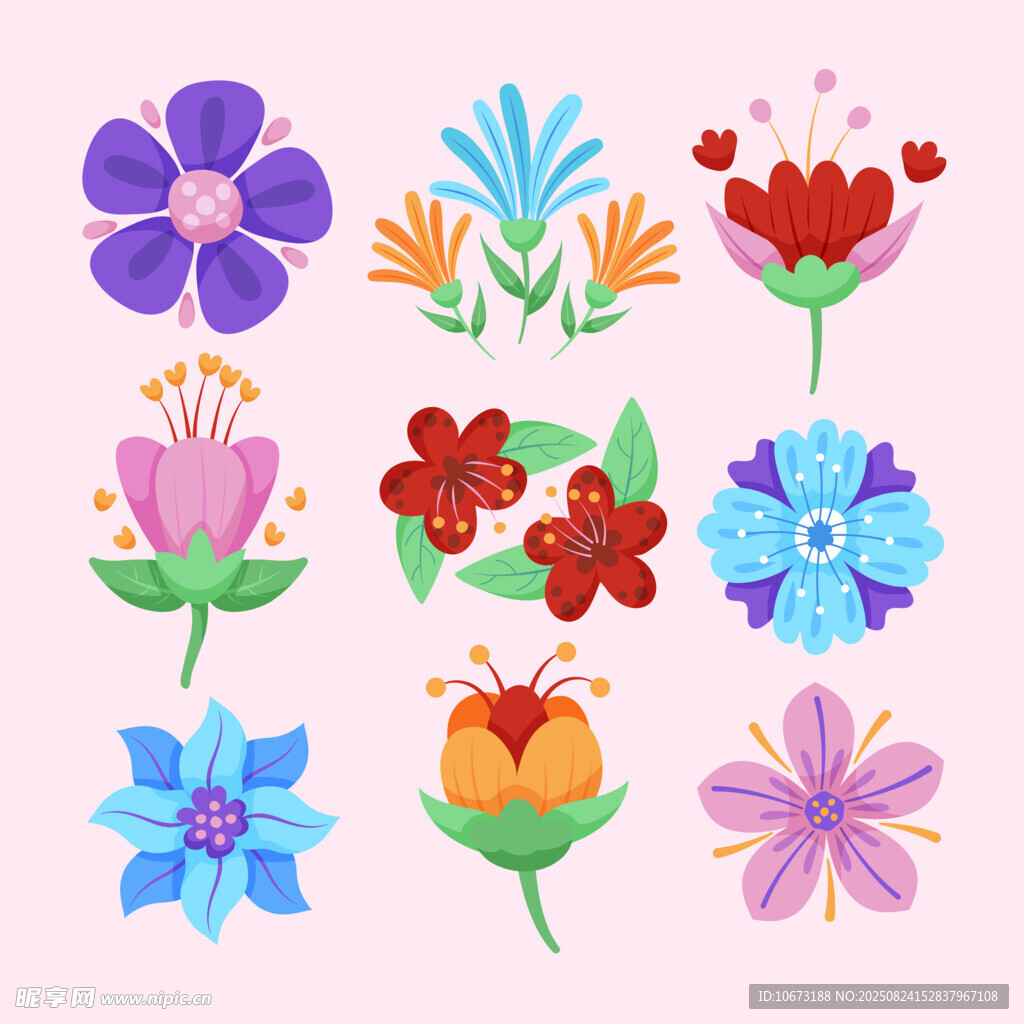 多彩手绘花卉图案集合