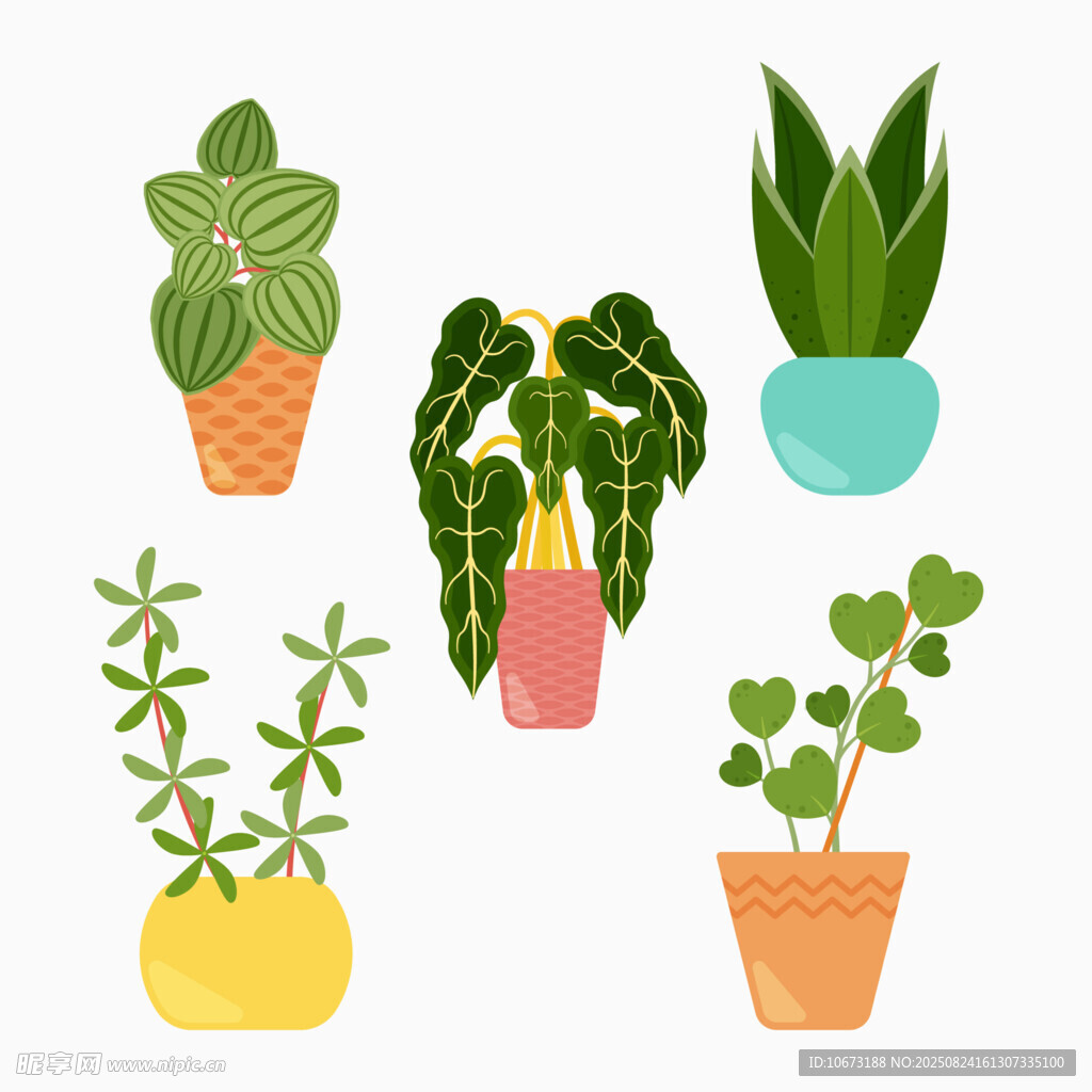 可爱盆栽插画集合