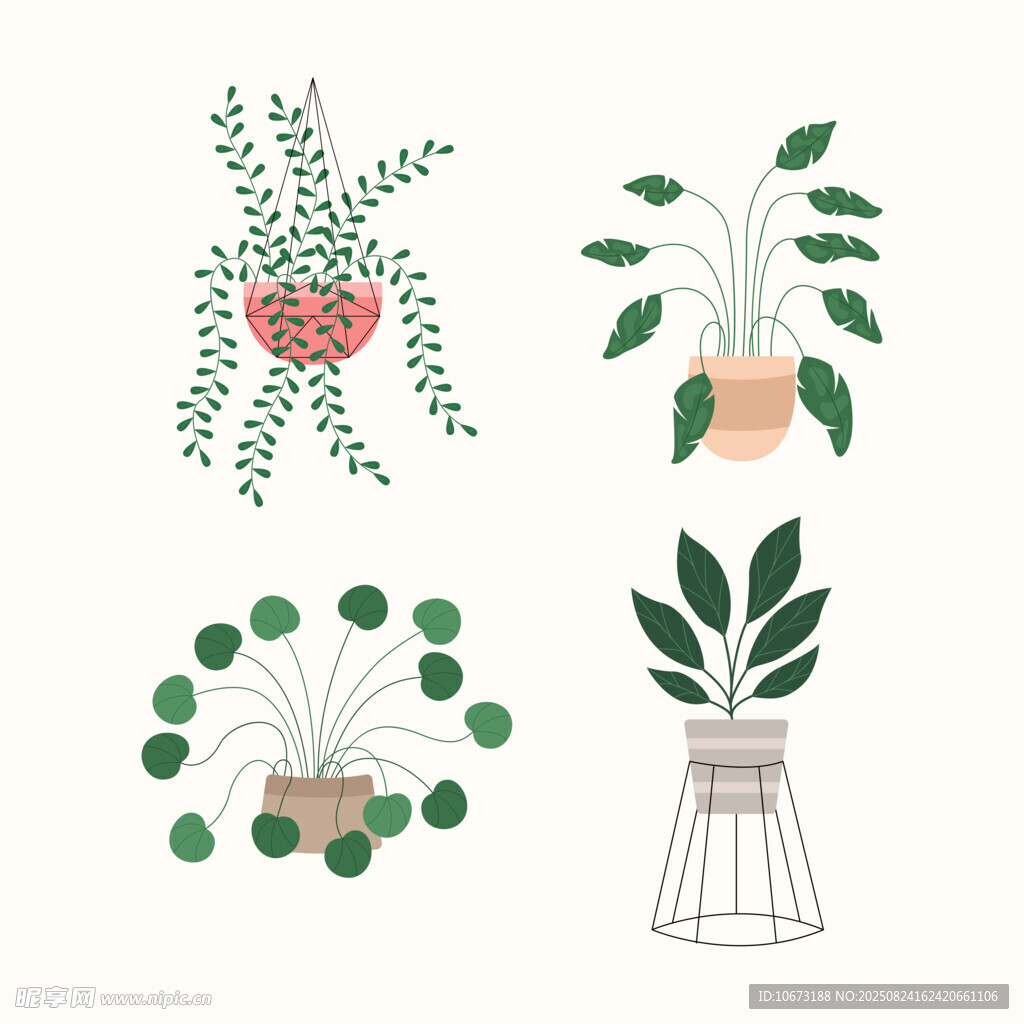 可爱盆栽插画