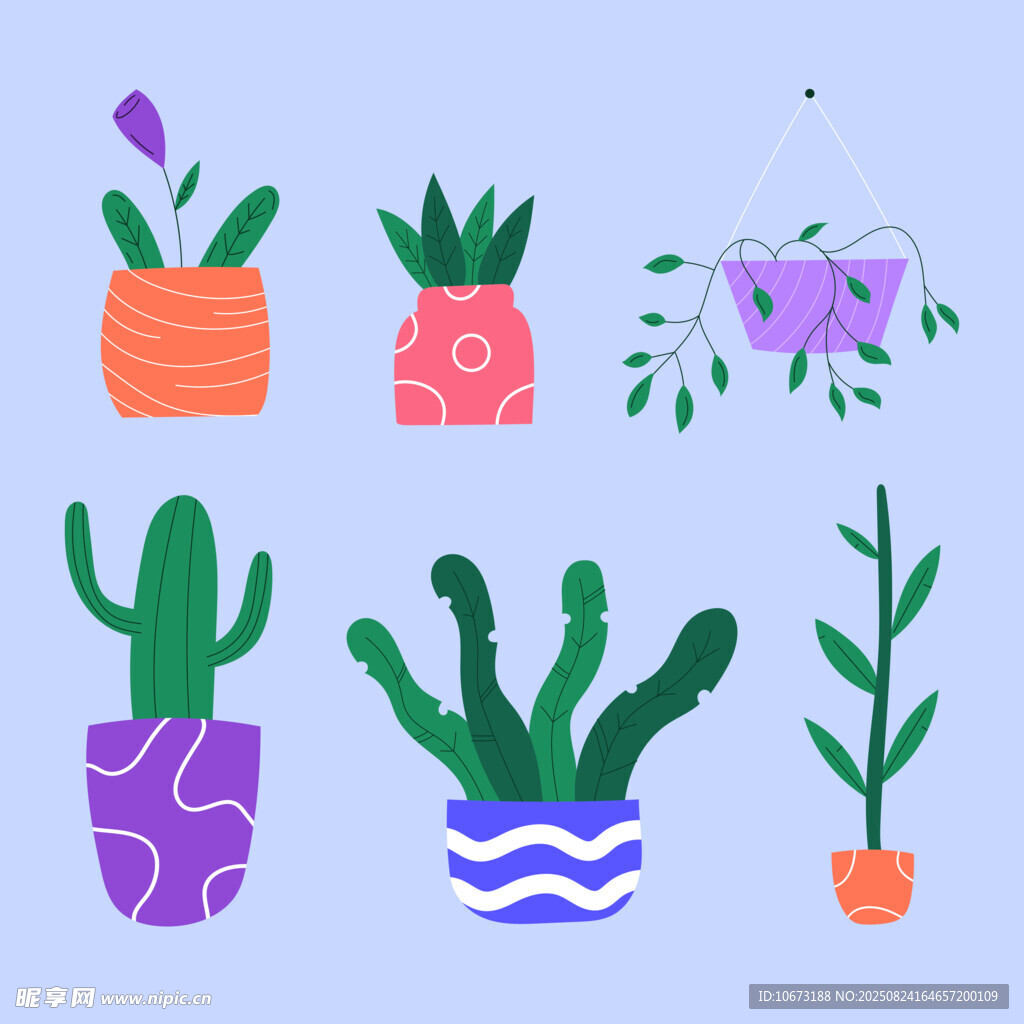 可爱盆栽插画