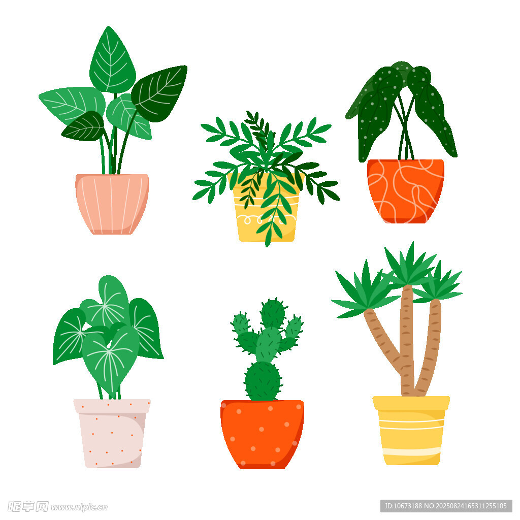 可爱盆栽插画集合