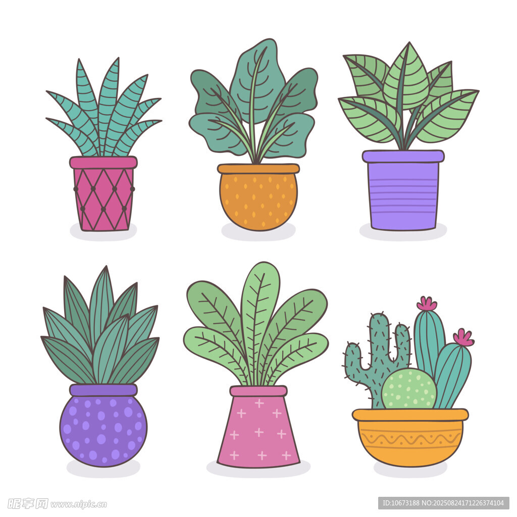 可爱盆栽插画