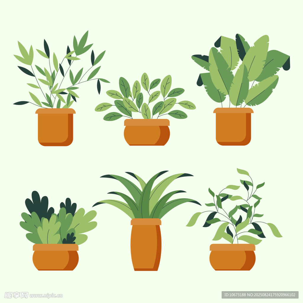 可爱盆栽植物插画集合