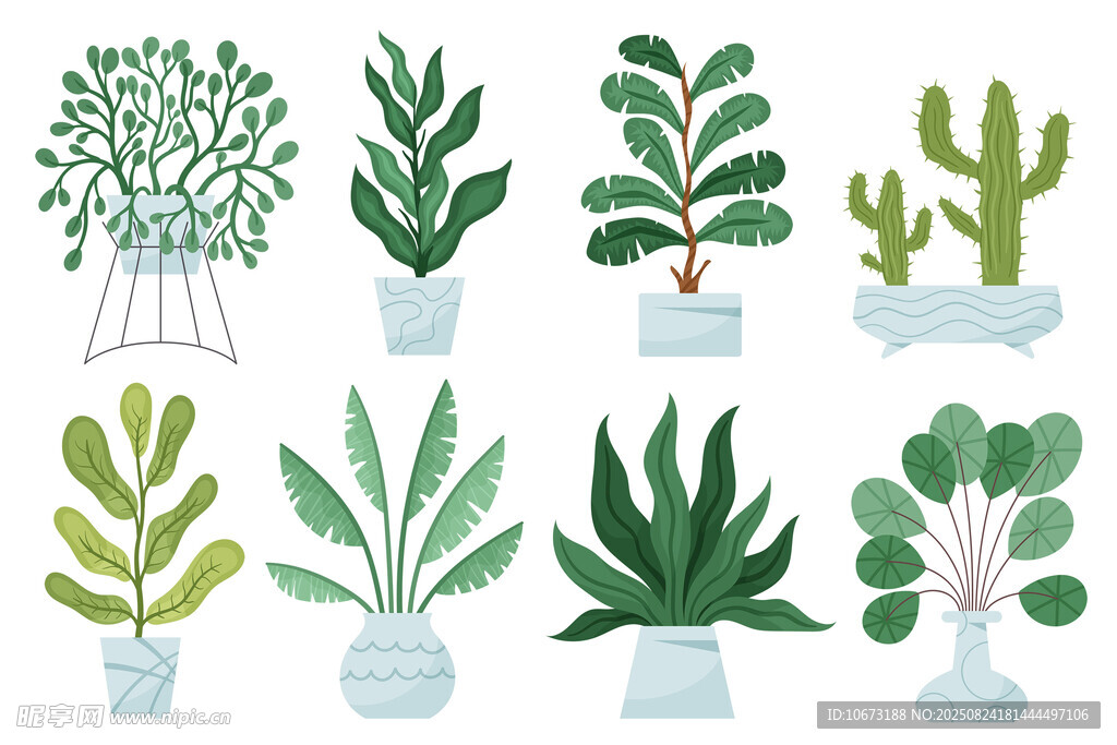 可爱盆栽绿植插画集合