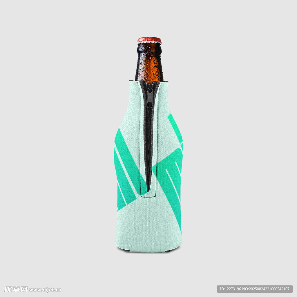 绿色几何图案啤酒瓶包装