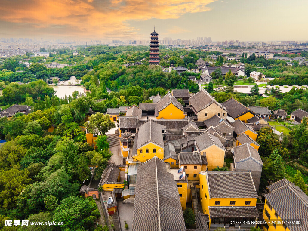 扬州旅游地标观音禅寺航拍