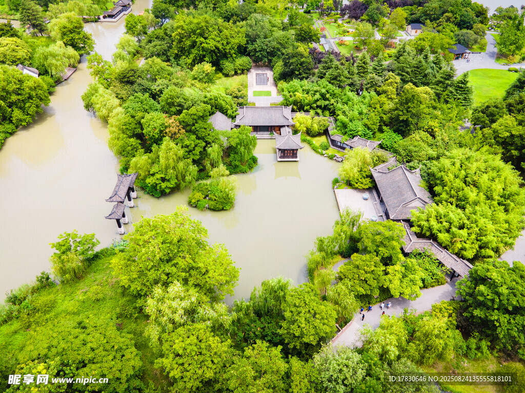 A风景区扬州瘦西湖航拍