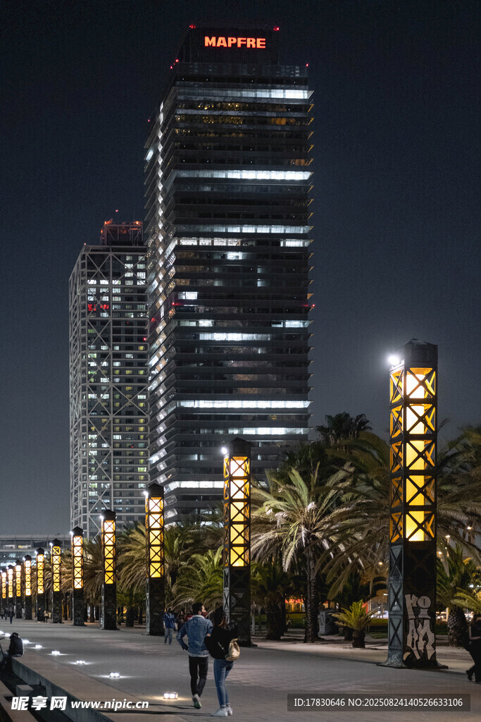 城市夜景下的繁华街道
