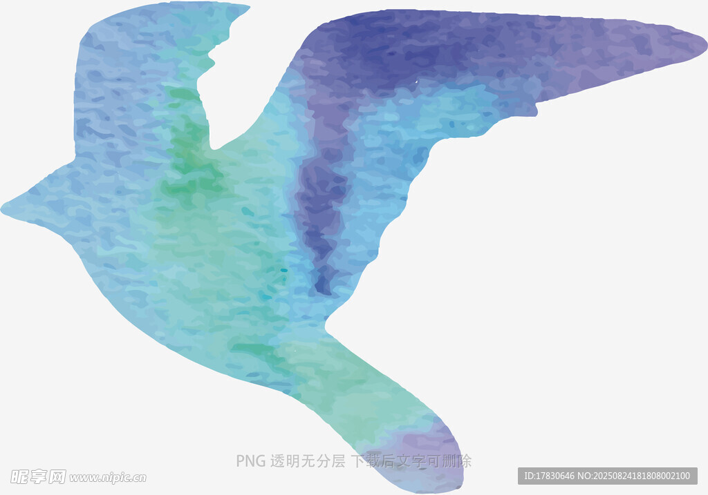水彩飞鸟剪影