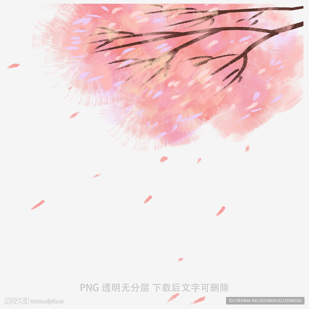 浪漫粉色樱花飘落场景