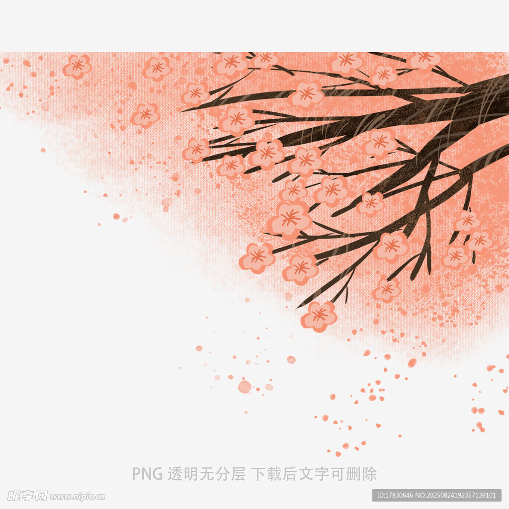 粉色樱花树枝插画背景