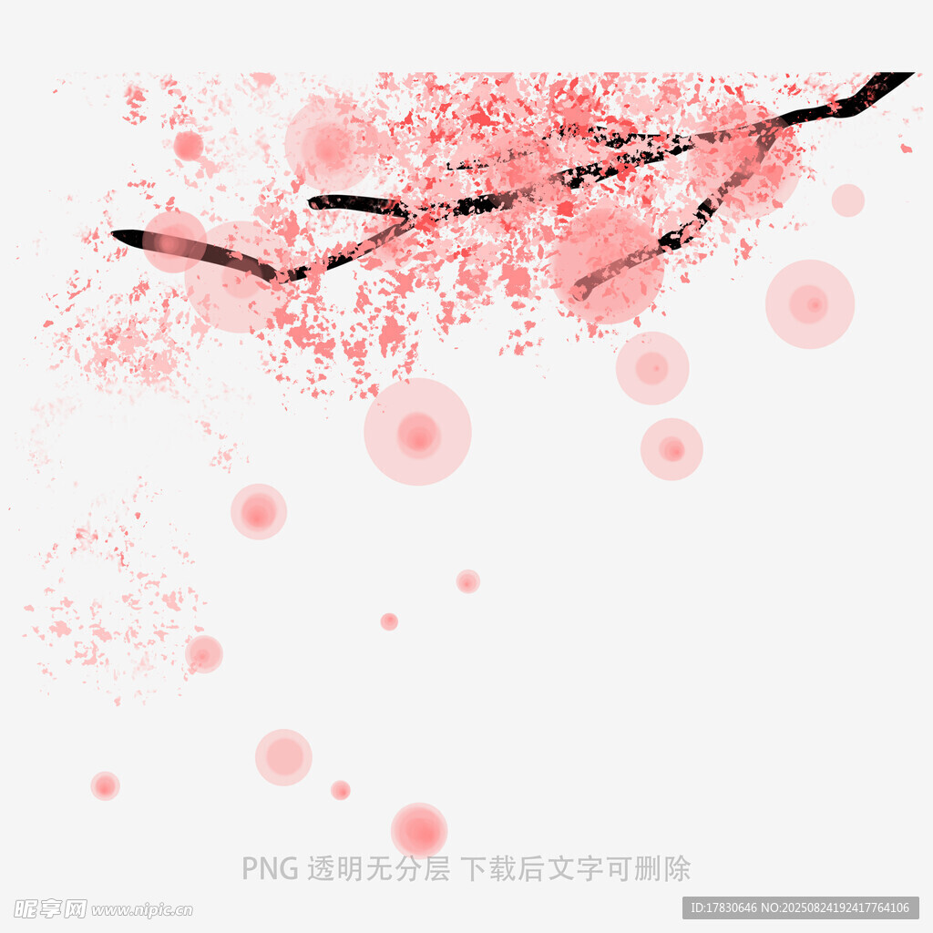 唯美粉色樱花枝条图