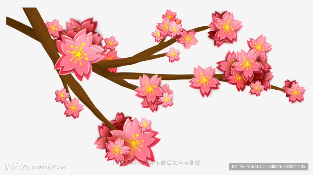 粉色绽放的娇艳桃花枝