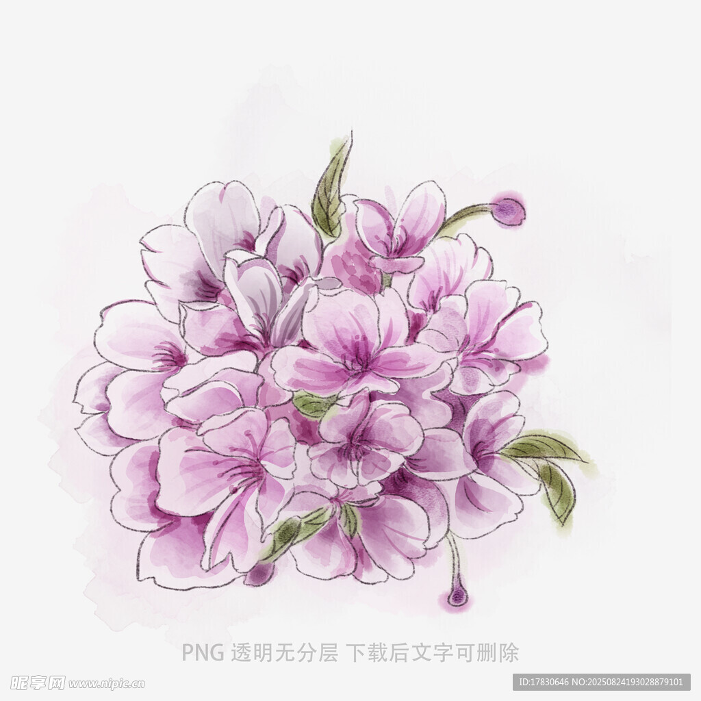 手绘淡紫色花卉图案