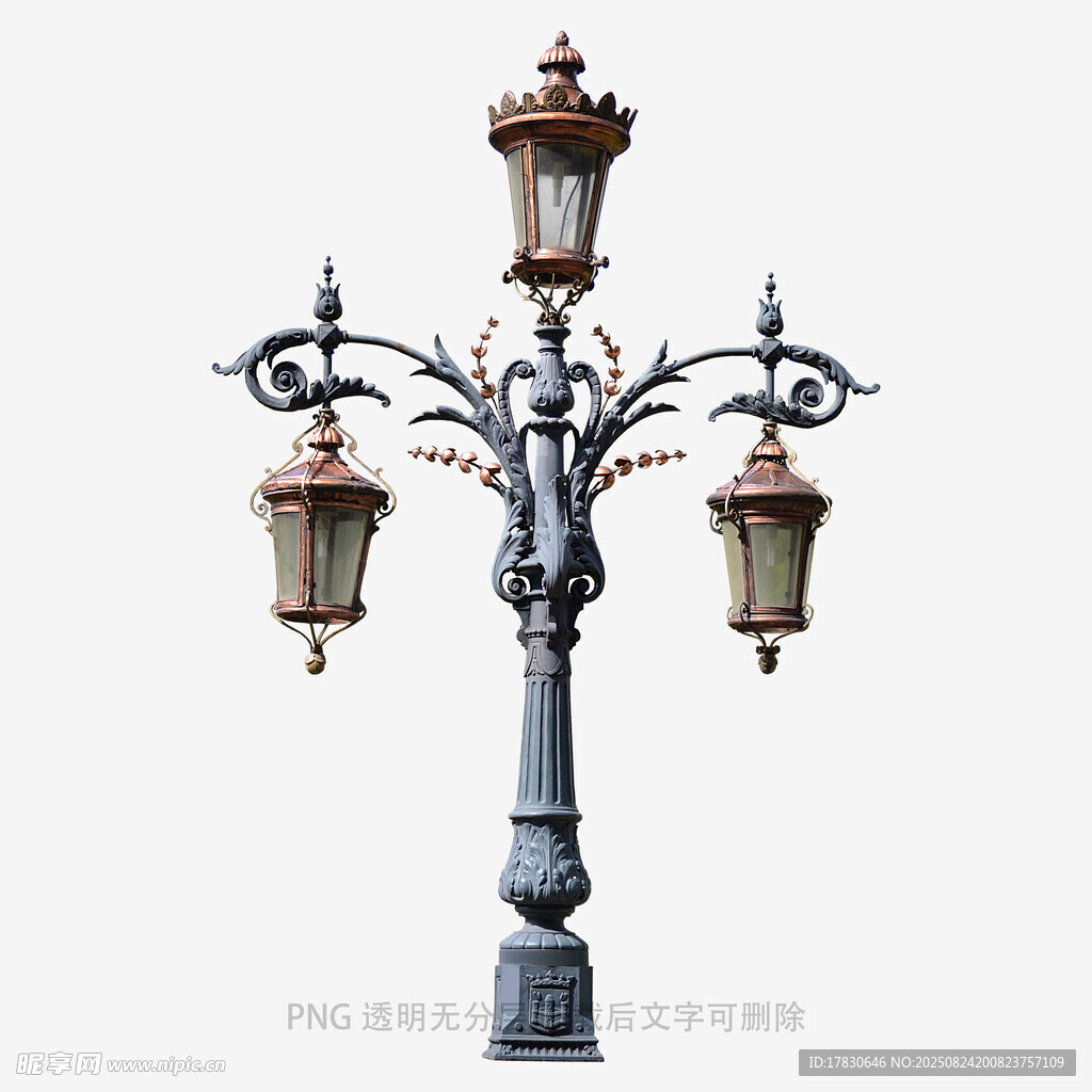 复古铁艺三头装饰路灯
