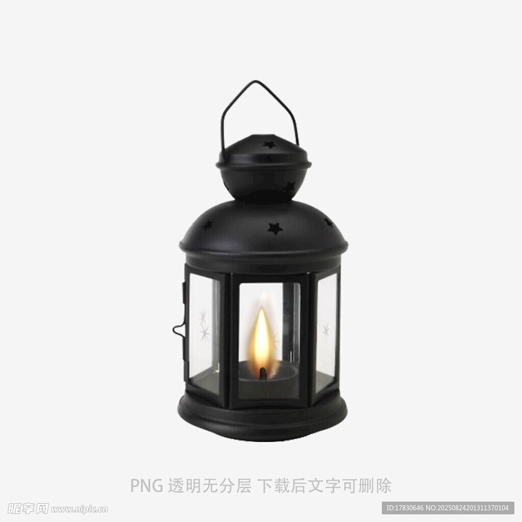 复古黑色煤油灯点亮中