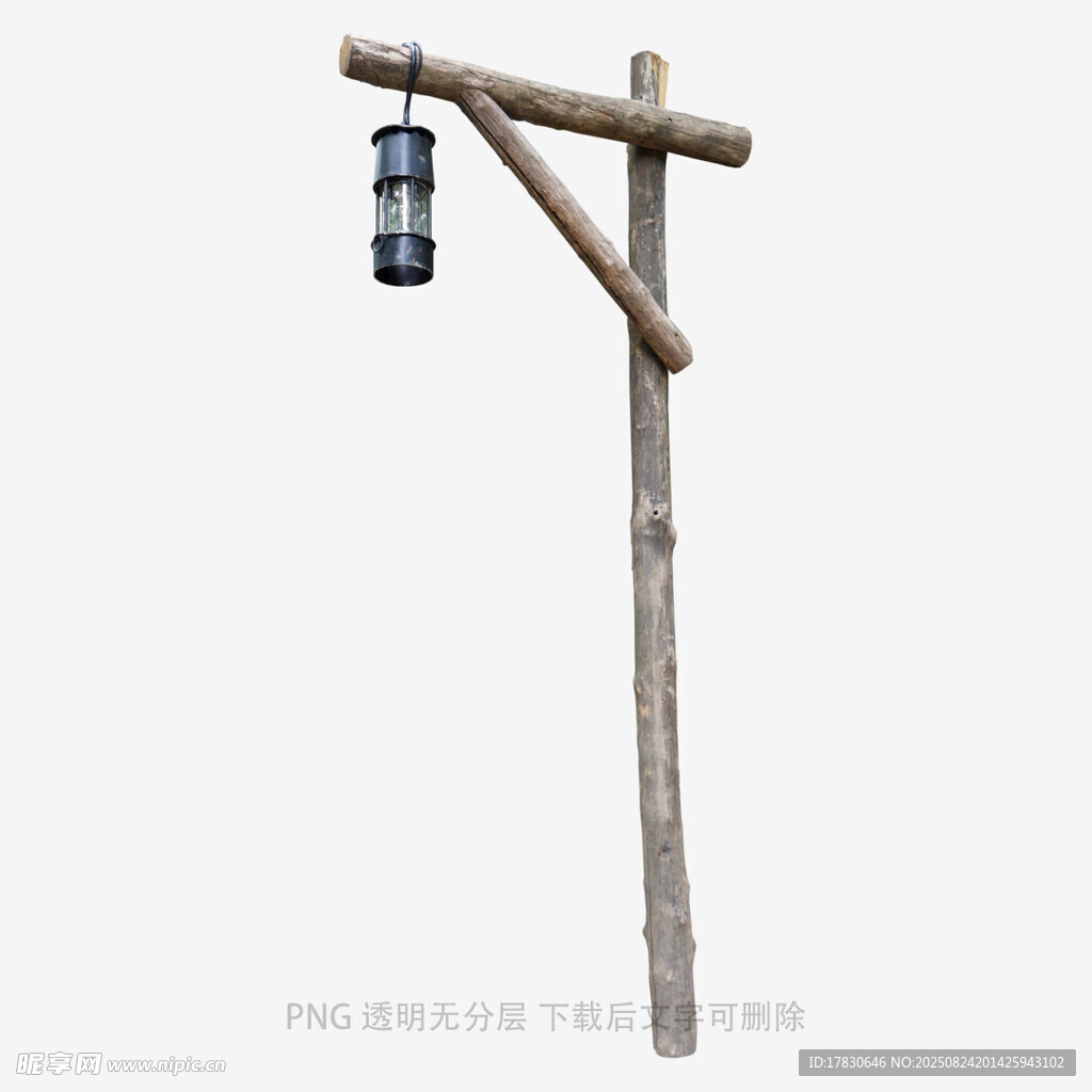 木质灯杆挂复古风灯笼