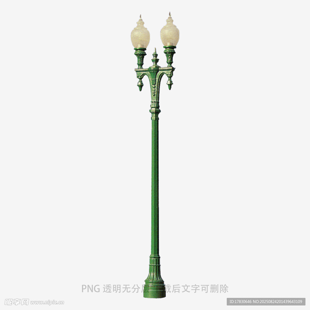 复古绿色双灯头路灯