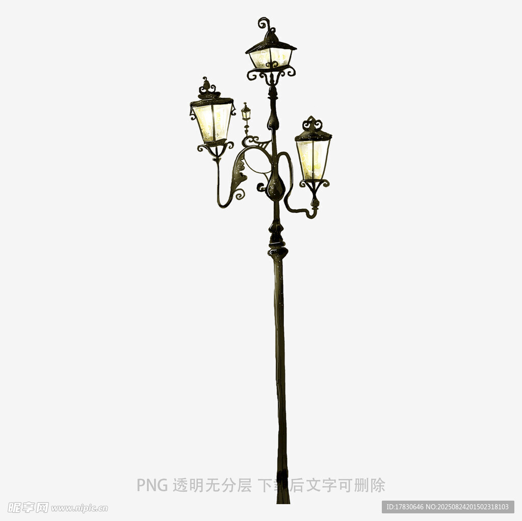 复古多头铁艺路灯模型