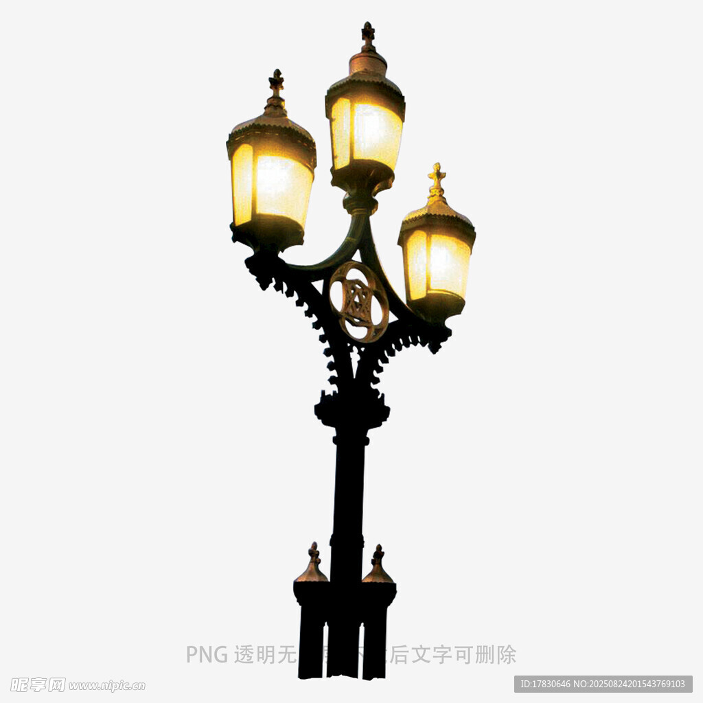 复古四头铁艺路灯