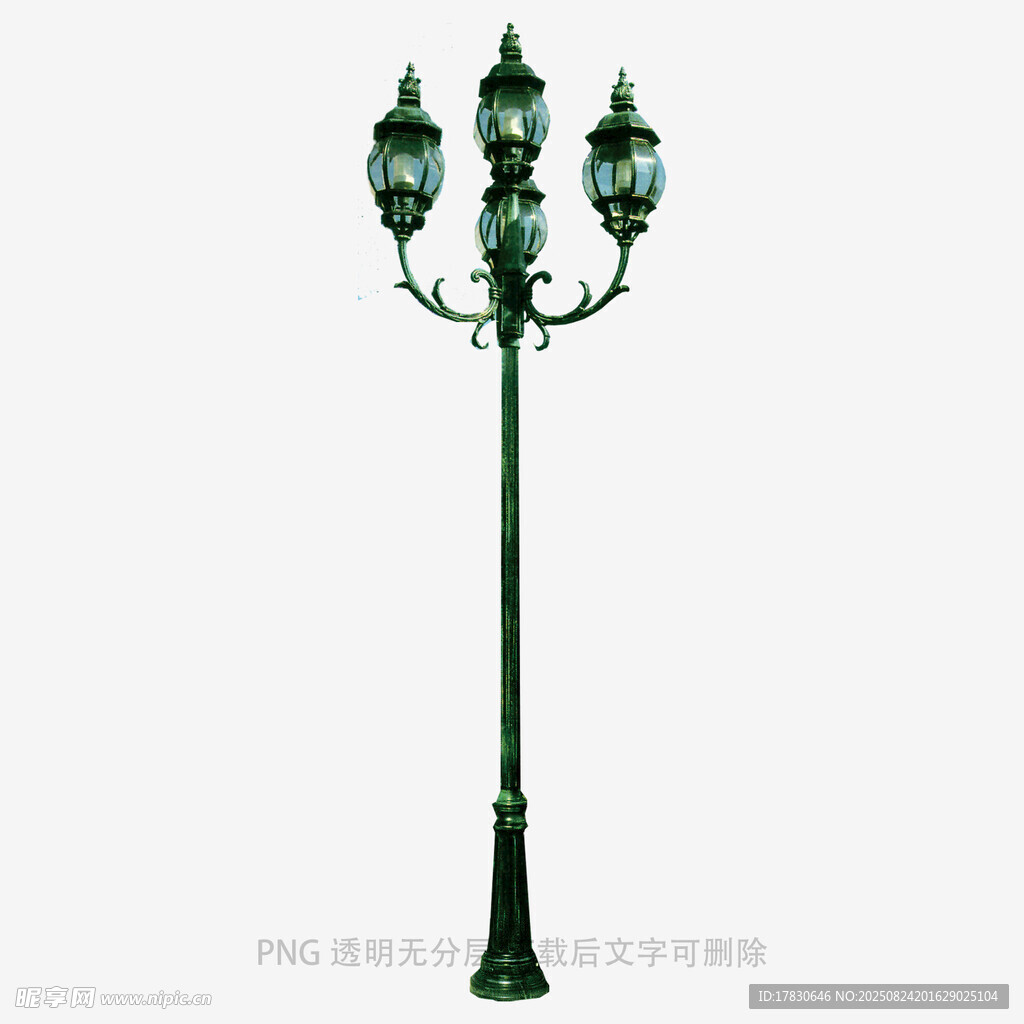 复古三灯柱式户外路灯