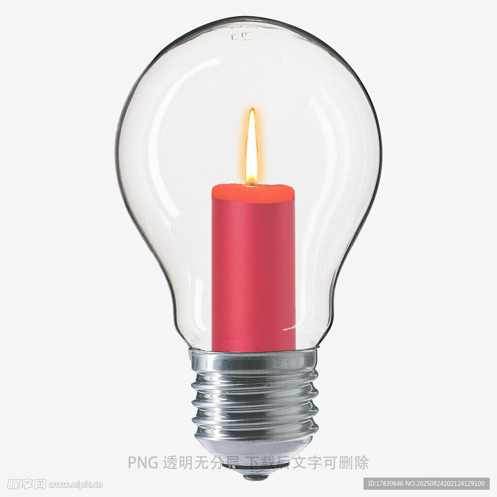 灯泡内的红色蜡烛