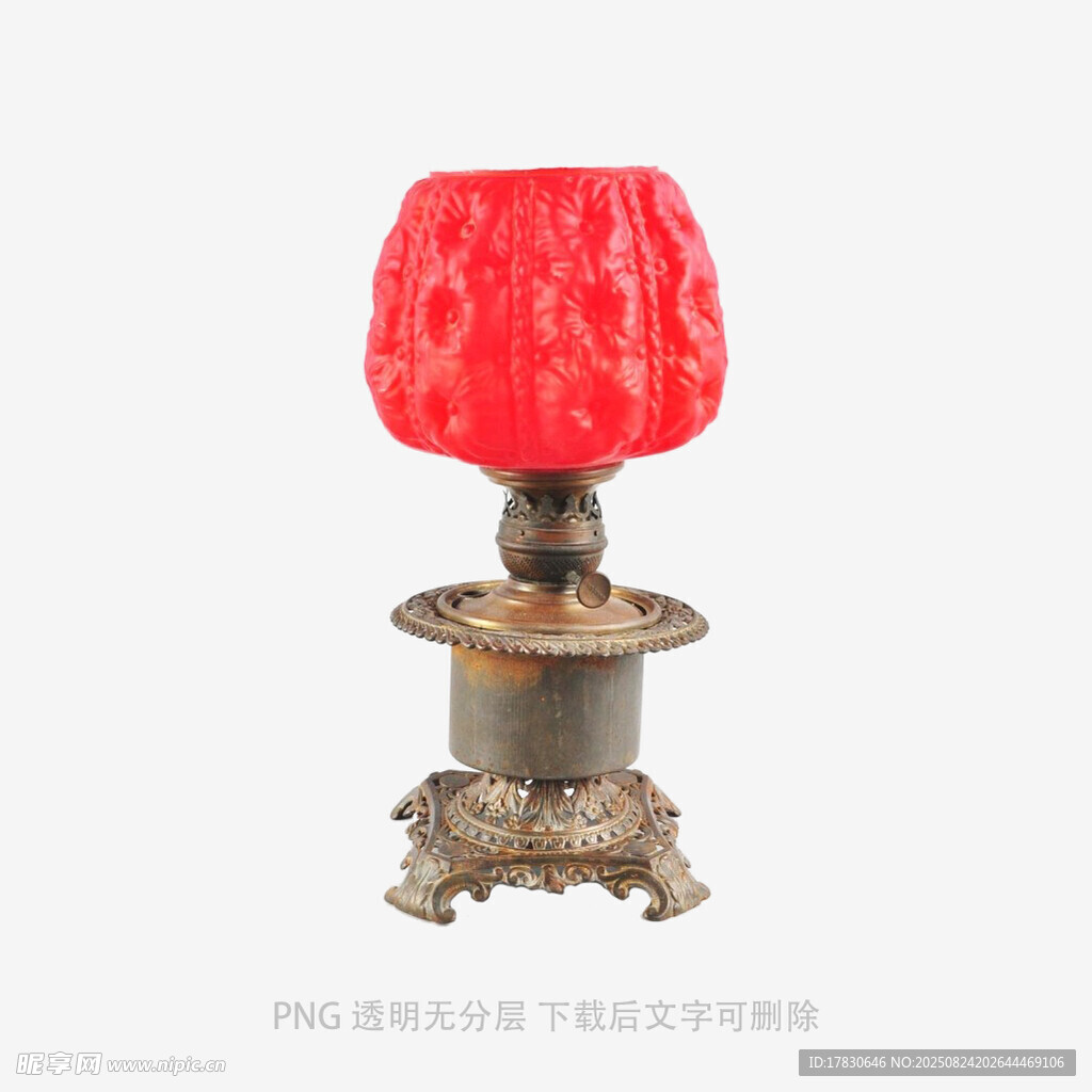 复古红色台灯摆件