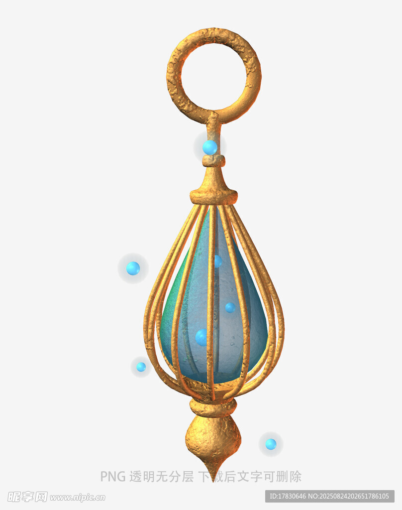 金色蓝纹奇幻吊坠