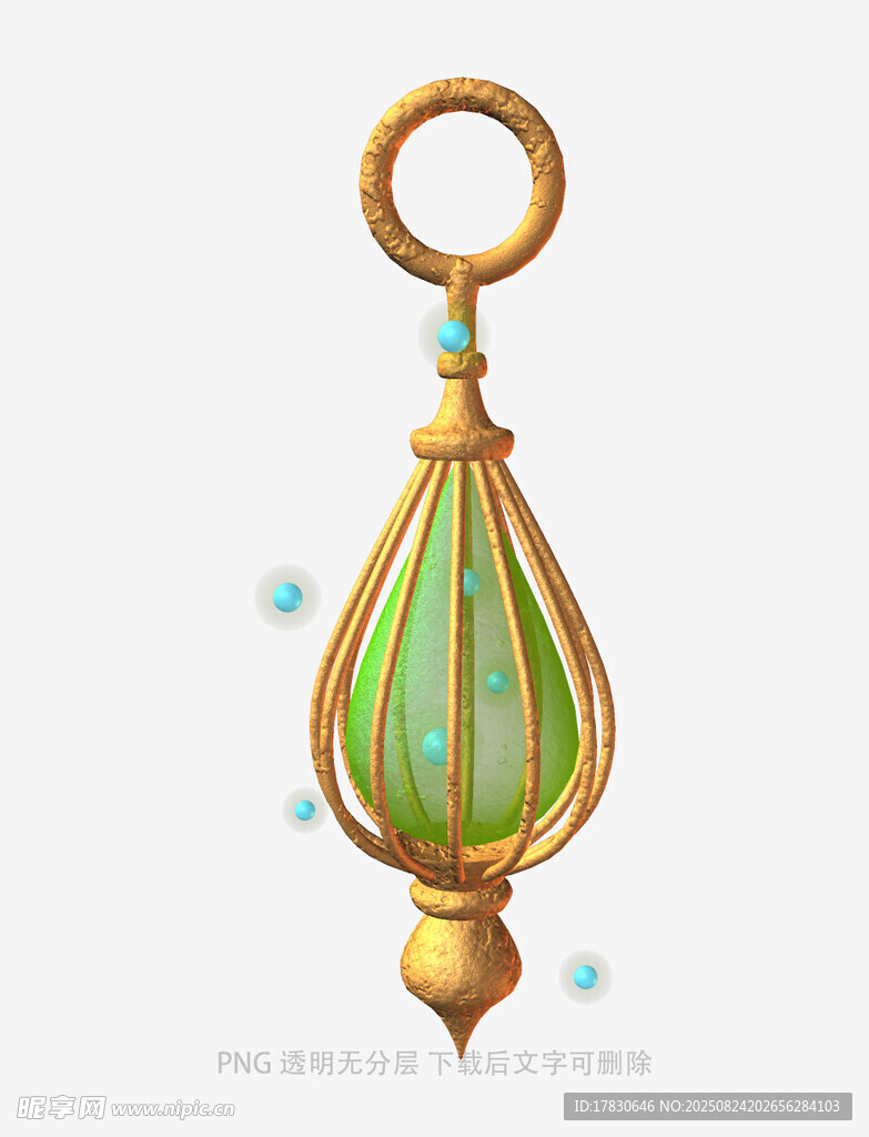 金色绿纹吊坠