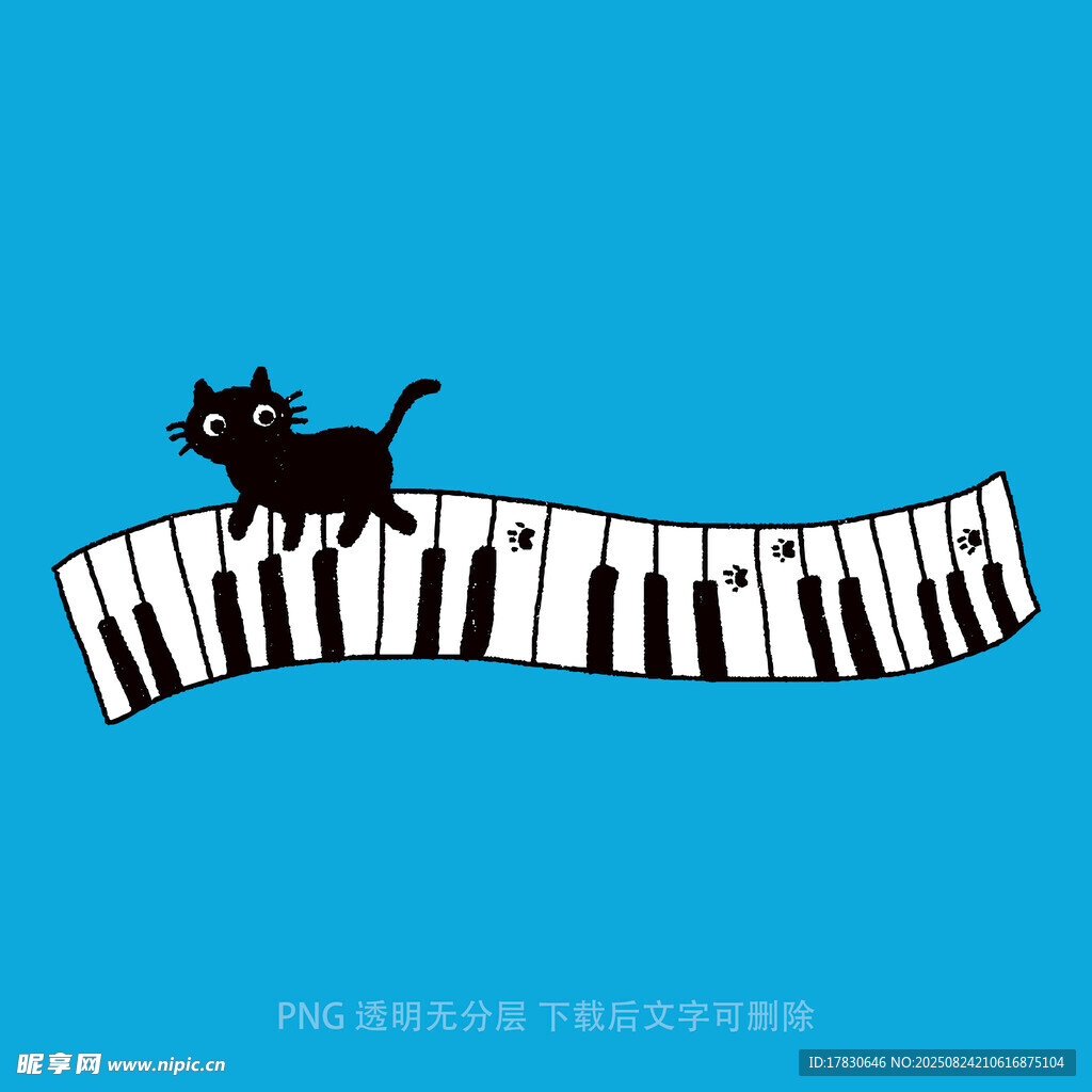黑猫漫步于钢琴键盘上