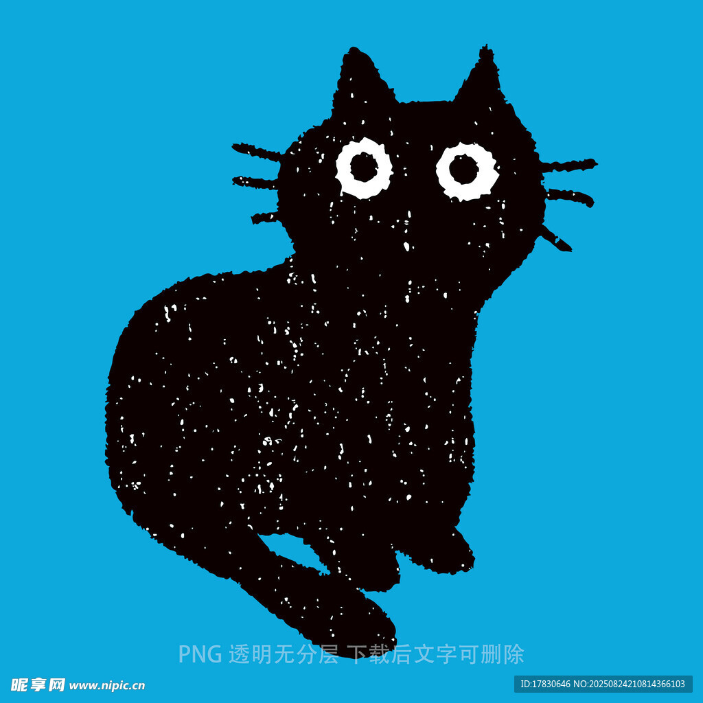 黑色斑点猫的可爱插画