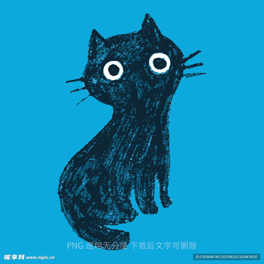 蓝色猫咪插画