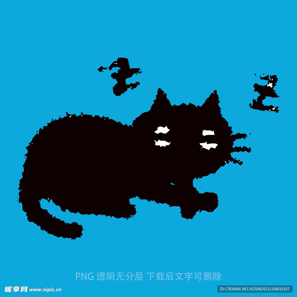 黑猫卧于蓝天飞鸟相伴
