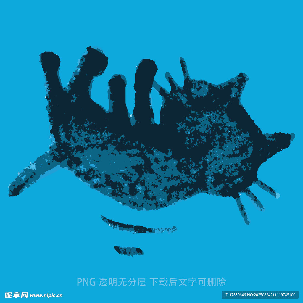 蓝色背景上的抽象黑猫图案