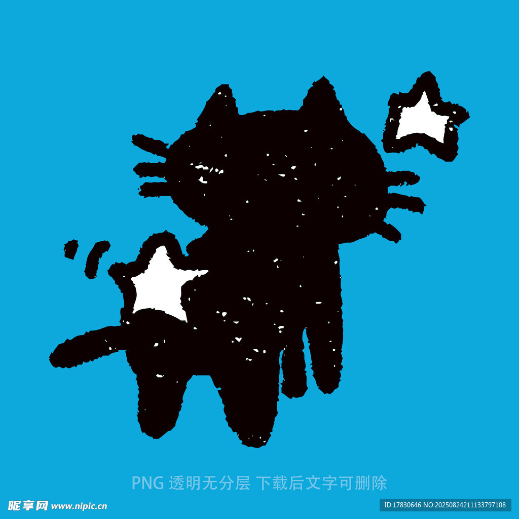 黑猫与星星的可爱插画
