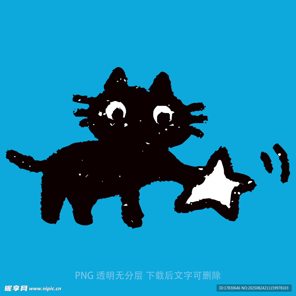 黑猫玩星星的可爱瞬间